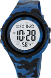 CakCity Mens Digital Watch Waterproof Watches for Swimming Tactical Watches for Men Military Blue Camouflage Watches for Men,5ATM,TPU Strap - CakCity Watches