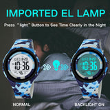 CakCity Mens Digital Watch Waterproof Watches for Swimming Tactical Watches for Men Military Blue Camouflage Watches for Men,5ATM,TPU Strap - CakCity Watches