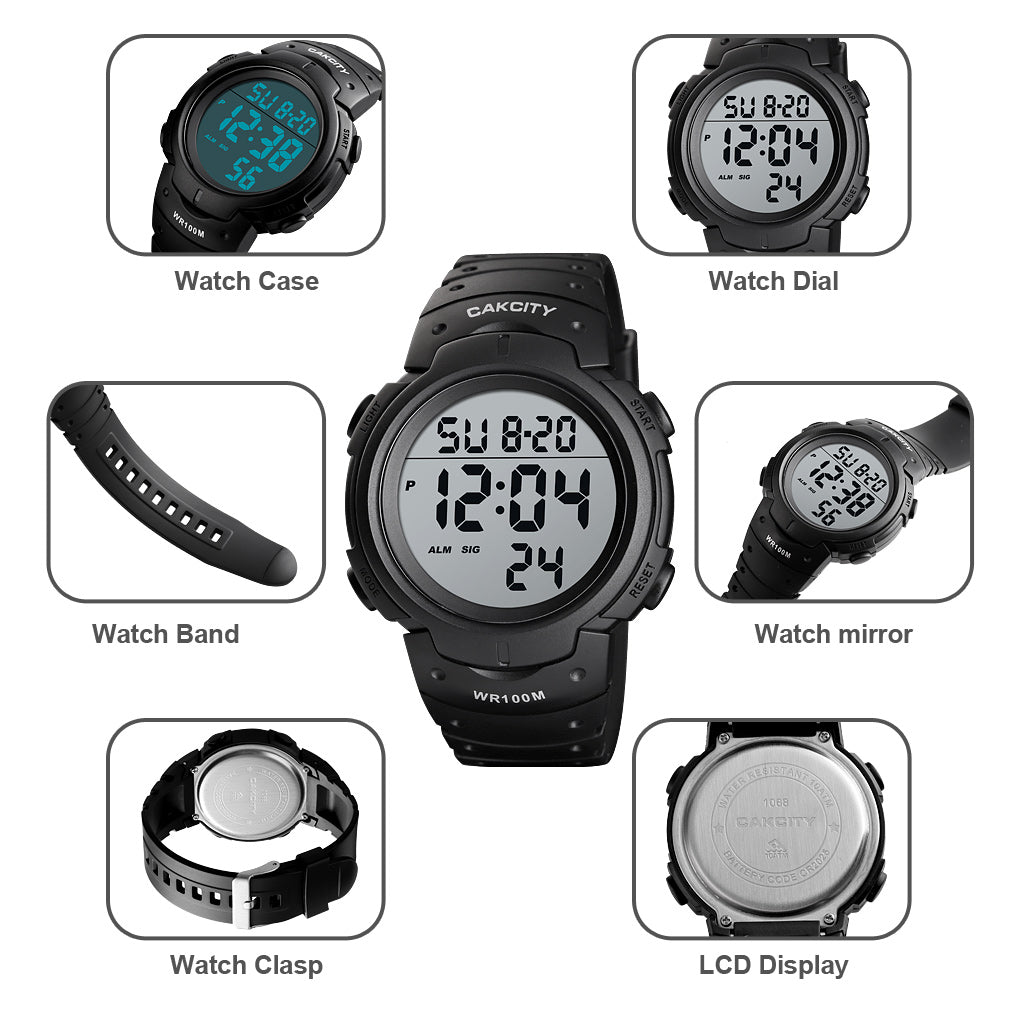 Mens Digital Sports Watch LED Screen Military Watches - CakCity Watches