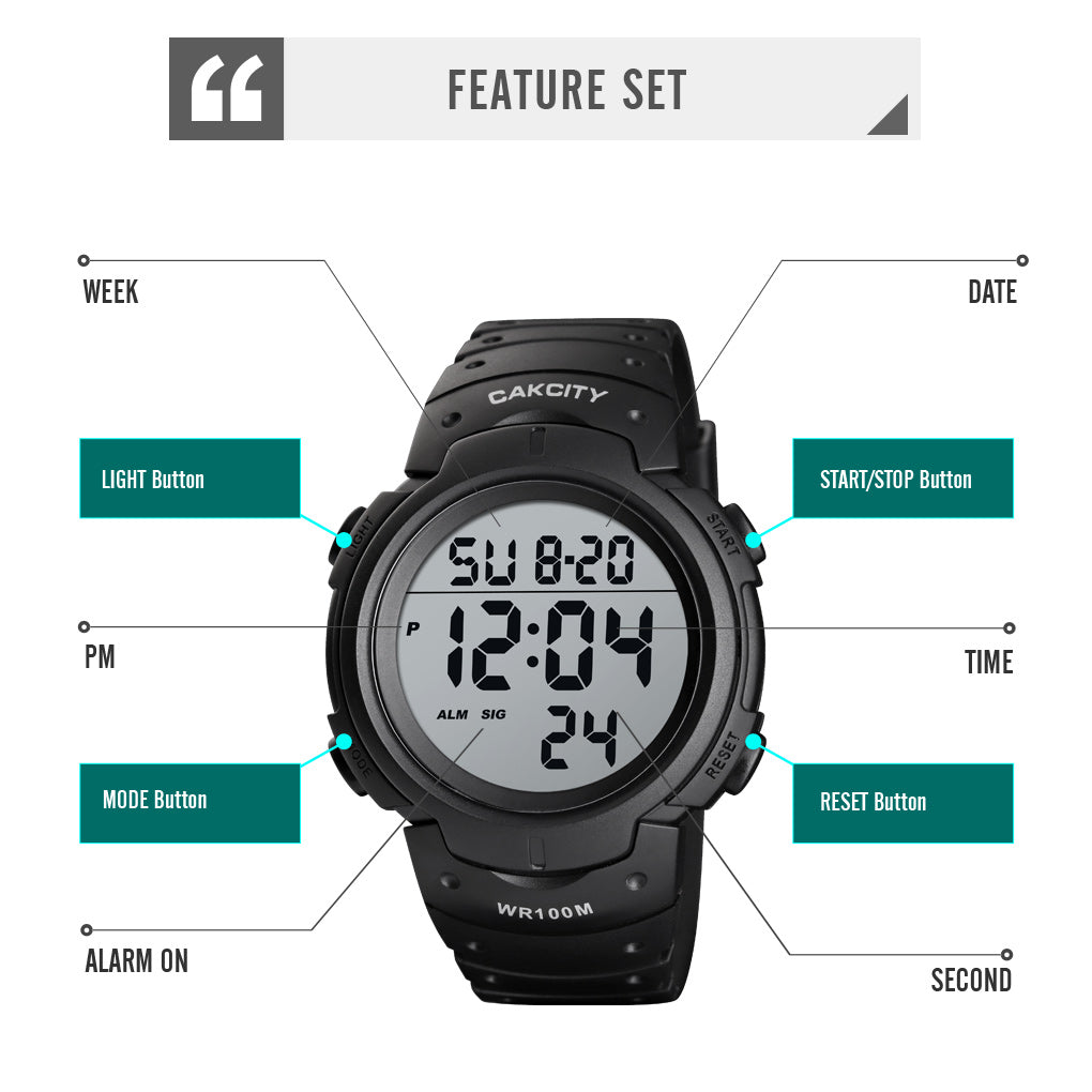 Mens Digital Sports Watch LED Screen Military Watches - CakCity Watches
