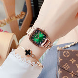 CakCity 3D Faceted Watch Face Alloy Square Case Strap Butterfly Clasp Crystal Fashion Bracelet Watches for Women - CakCity Watches