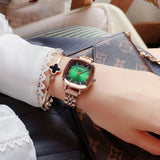 CakCity 3D Faceted Watch Face Alloy Square Case Strap Butterfly Clasp Crystal Fashion Bracelet Watches for Women - CakCity Watches