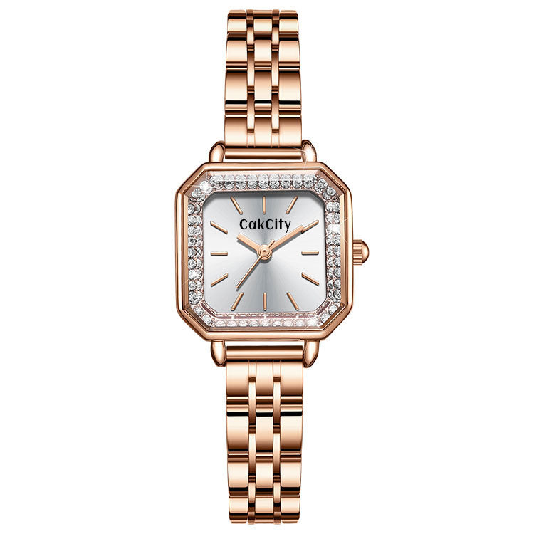 CakCity Women Ladies Analog Quartz Wrist Watch Sparkle Rose Gold 24mm Minimalist Dress Square Face Watches for Women - CakCity Watches