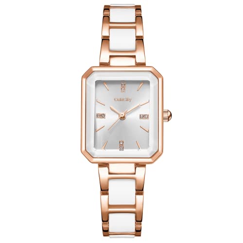 Women's Square Two-Tone Ceramic Dress Bracelet Watch - CakCity Watches