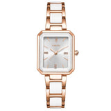Women's Square Two-Tone Ceramic Dress Bracelet Watch - CakCity Watches