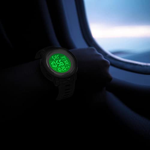 CakCity Digital Sport Waterproof Watches for Men Military Watches with Stopwatch Alarm Wrist Army Watch, Black - CakCity Watches