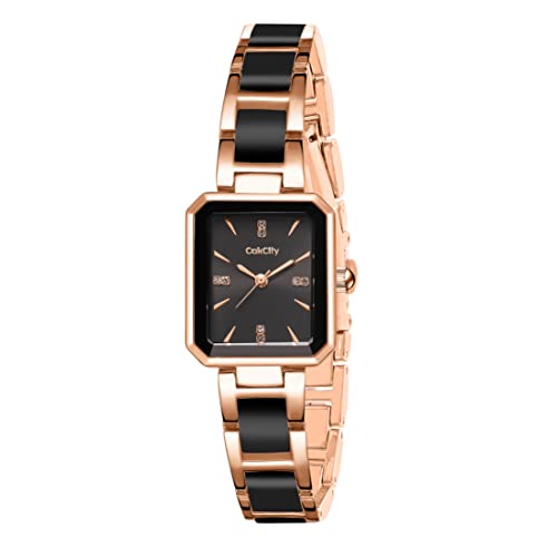 Women's Square Two-Tone Ceramic Dress Bracelet Watch - CakCity Watches