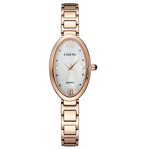 Classic Womens Analog Quartz Stainless Steel Strap with Oval Face Vintage Wrist Watch - CakCity Watches