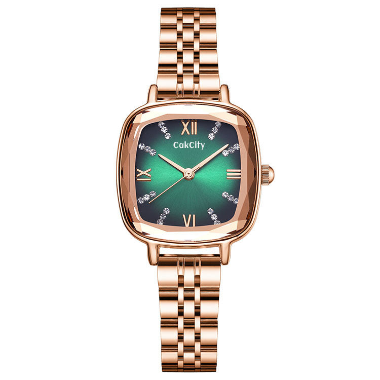 CakCity 3D Faceted Watch Face Alloy Square Case Strap Butterfly Clasp Crystal Fashion Bracelet Watches for Women - CakCity Watches