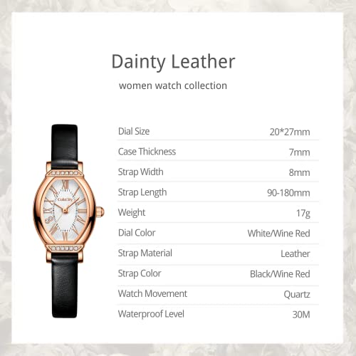 Women's Dainty Small Oval Leather Strap Watch - CakCity Watches