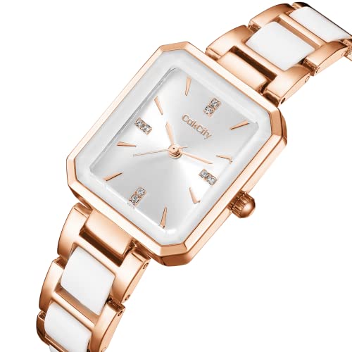 Women's Square Two-Tone Ceramic Dress Bracelet Watch - CakCity Watches