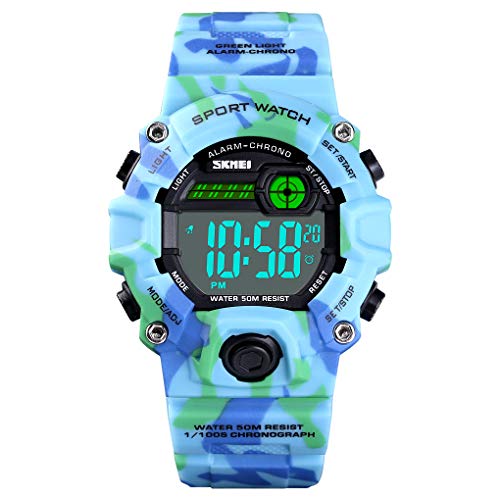 Boys Camouflage LED Sports Kids Watch Waterproof Digital Electronic  Wrist Watches for Kids with Silicone Band Alarm Stopwatch Watches Age 5-10 Red White Case - CakCity Watches