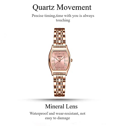 CakCity Fashion Retro Square Watches for Women Ladies Wrist Watch Classic Casual Dress Analog Quartz Wristwatch Romantic Square Pink Dial for Girls Women - CakCity Watches