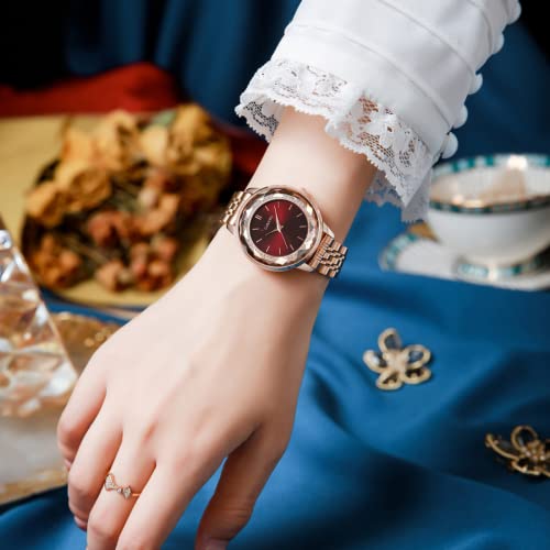 CakCity Ladies Watches for Women Rose Gold Strap Large Face