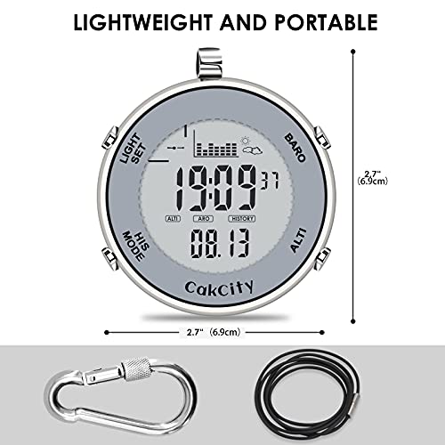 CakCity Digital Pocket Watch with Chain Waterproof Military Fishing Clip on Watches with Weather Altimeter Barometer Thermometer - CakCity Watches