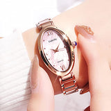 Classic Womens Analog Quartz Stainless Steel Strap with Oval Face Vintage Wrist Watch - CakCity Watches