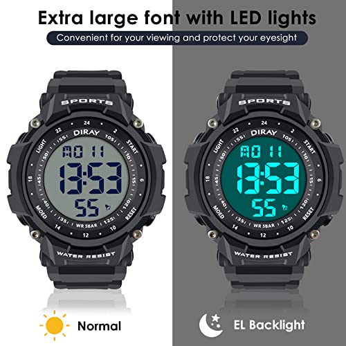 Mens Sports Military Classic Large Dial Digital Watch - CakCity Watches