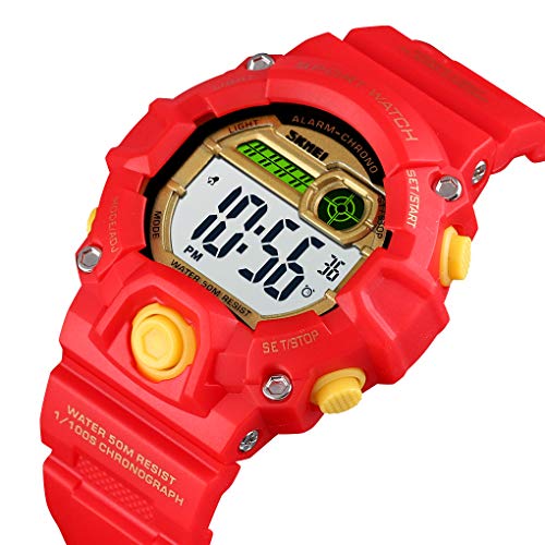 Boys Camouflage LED Sports Kids Watch Waterproof Digital Electronic  Wrist Watches for Kids with Silicone Band Alarm Stopwatch Watches Age 5-10 Red White Case - CakCity Watches