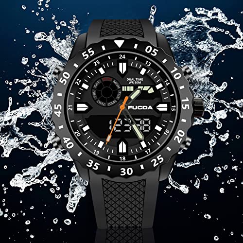 Men's Digital Sports Watch Large Face 5ATM Waterproof Outdoor Sports Military Watches for Men Dual TIME - CakCity Watches