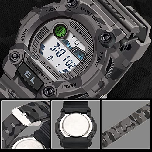 CakCity Boys Camouflage LED Sports Kids Watch Waterproof Digital Electronic Military with Luminous Alarm Stopwatch Child Watches Ages 3-10 - CakCity Watches
