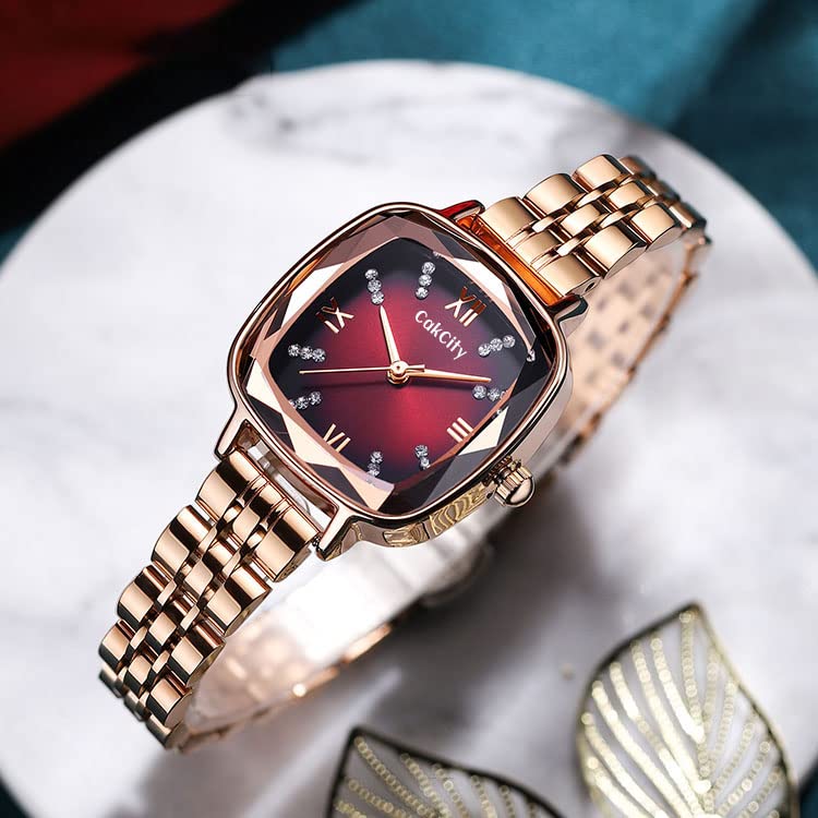 CakCity 3D Faceted Watch Face Alloy Square Case Strap Butterfly Clasp Crystal Fashion Bracelet Watches for Women - CakCity Watches