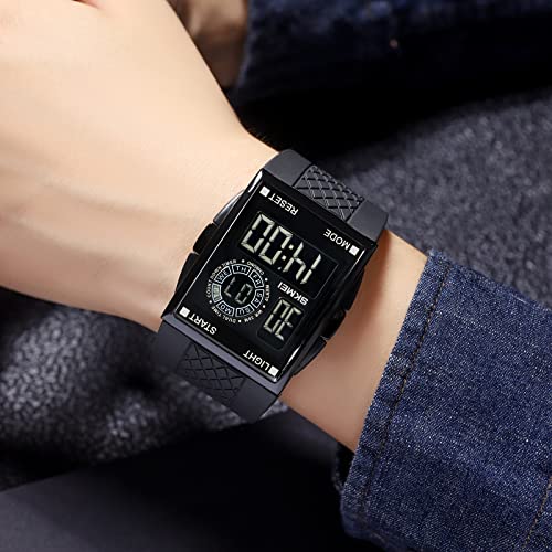 CakCity Mens Digital Sports LED Glass Screen Large Face Military Square Watch - CakCity Watches