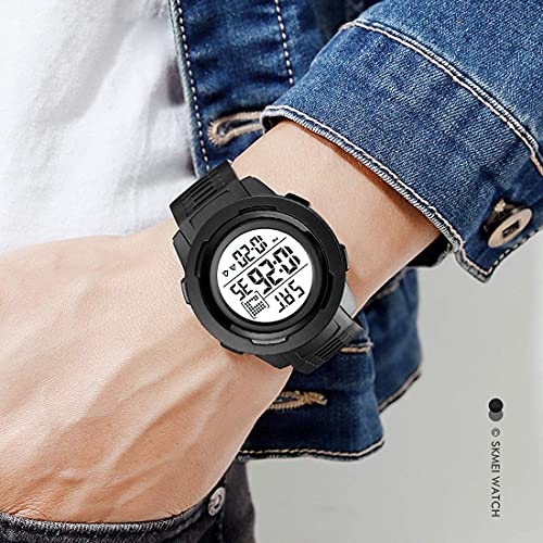 CakCity Digital Sport Waterproof Watches for Men Military Watches with Stopwatch Alarm Wrist Army Watch, Black - CakCity Watches