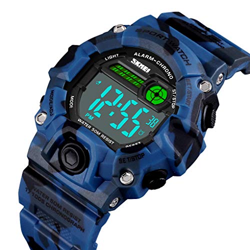 Boys Camouflage LED Sports Kids Watch Waterproof Digital Electronic  Wrist Watches for Kids with Silicone Band Alarm Stopwatch Watches Age 5-10 Red White Case - CakCity Watches
