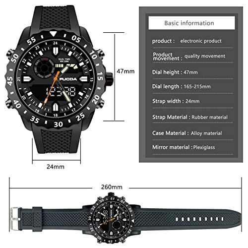 Men's Digital Sports Watch Large Face 5ATM Waterproof Outdoor Sports Military Watches for Men Dual TIME - CakCity Watches