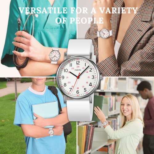 CakCity Nurse Watch for Medical Professionals, Students,Doctors, Women Men, 38mm Watch, Easy to Read Dial, Second Hand and 24 Hour,Soft and Breathable Silicone Band,Water Resistant - CakCity Watches