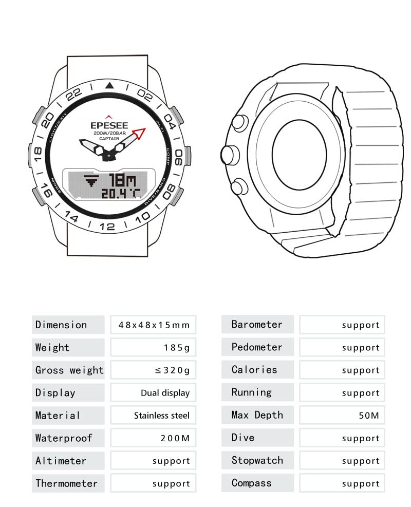 CakCity Pilot Waterproof Analog Digital Diving Outdoor Sport 20ATM Watches for Men - CakCity Watches