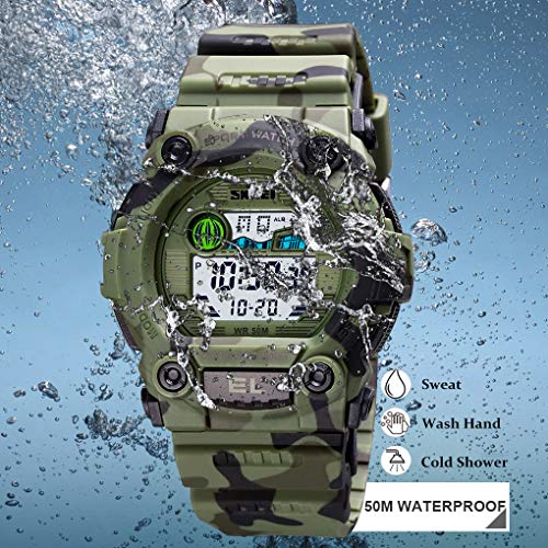 CakCity Boys Camouflage LED Sports Kids Watch Waterproof Digital Electronic Military with Luminous Alarm Stopwatch Child Watches Ages 3-10 - CakCity Watches