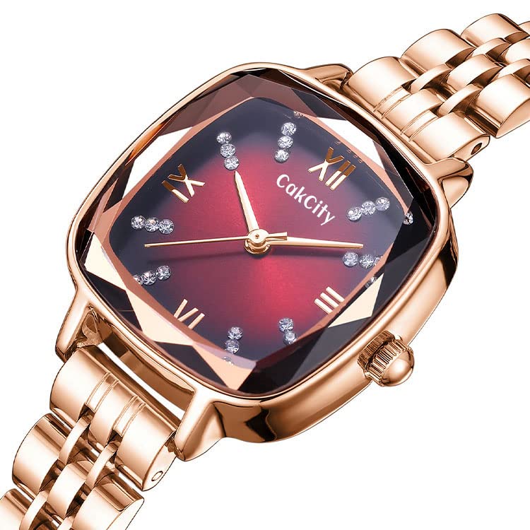 CakCity 3D Faceted Watch Face Alloy Square Case Strap Butterfly Clasp Crystal Fashion Bracelet Watches for Women - CakCity Watches