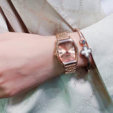 CakCity Fashion Retro Square Watches for Women Ladies Wrist Watch Classic Casual Dress Analog Quartz Wristwatch Romantic Square Pink Dial for Girls Women - CakCity Watches