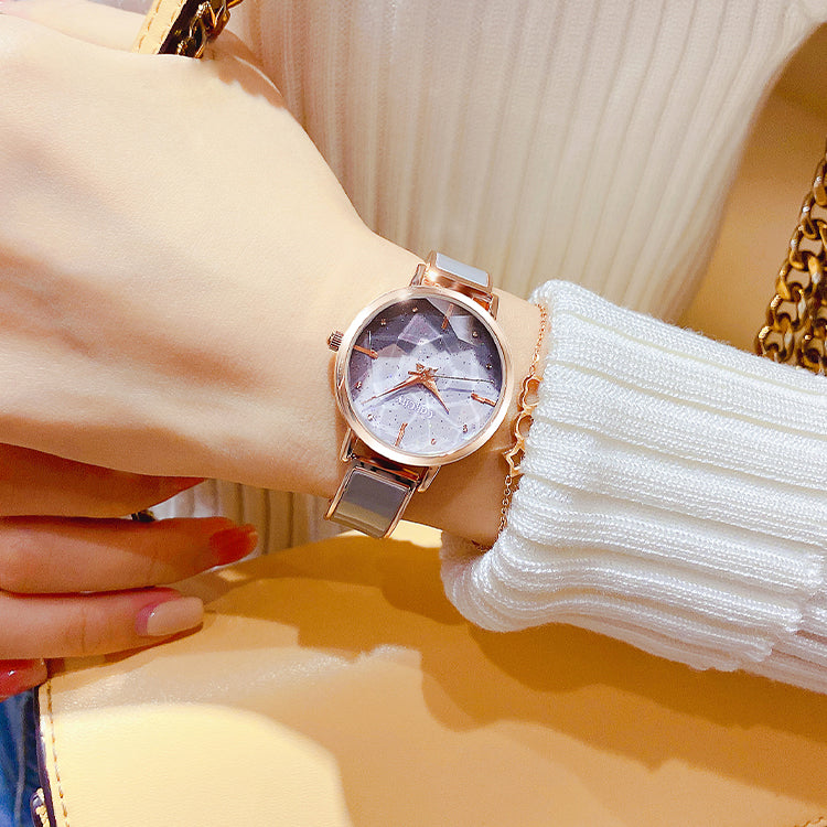 CakCity Fashion Prismatic Diamond Watch with Analog Quartz for Women Fine Classy Bracelet Watches - CakCity Watches