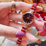 CakCity Ladies Watches for Women Watch Bracelet Ladies Wrist Watch Elegant Dress Quartz Wrist Watch Vintage Red Watch for Women Mini Small Face Watch with Gift Box,23mm - CakCity Watches