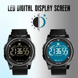 CakCity Digital Sports Watch Ultra-Thin Watches for Men with Black Alloy Dial, Waterproof, Military Time, Alarm, Pedometer and Breathable Band, Wrist Watch for Men and Women.