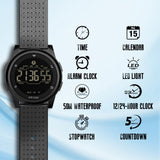 CakCity Digital Sports Watch Ultra-Thin Watches for Men with Black Alloy Dial, Waterproof, Military Time, Alarm, Pedometer and Breathable Band, Wrist Watch for Men and Women.