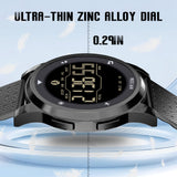 CakCity Digital Sports Watch Ultra-Thin Watches for Men with Black Alloy Dial, Waterproof, Military Time, Alarm, Pedometer and Breathable Band, Wrist Watch for Men and Women.