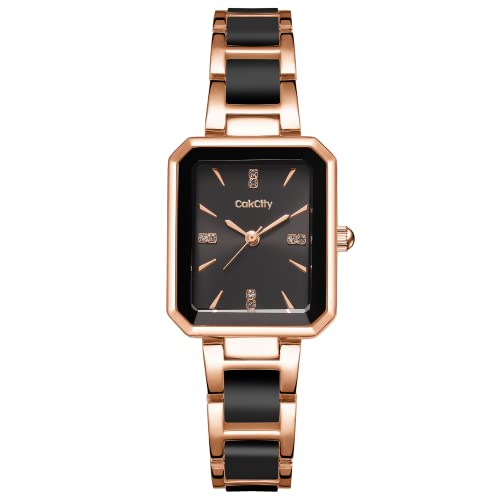Women's Square Two-Tone Ceramic Dress Bracelet Watch - CakCity Watches