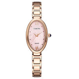 Classic Womens Analog Quartz Stainless Steel Strap with Oval Face Vintage Wrist Watch