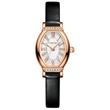 Women's Dainty Small Oval Leather Strap Watch