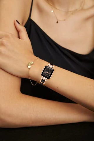 Women's Square Two-Tone Ceramic Dress Bracelet Watch - CakCity Watches
