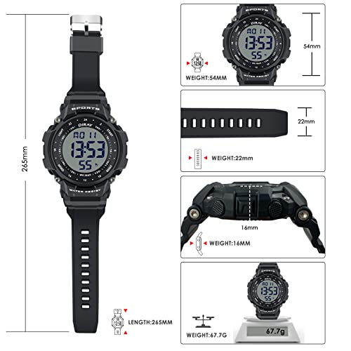 Mens Sports Military Classic Large Dial Digital Watch - CakCity Watches