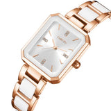 Women's Square Two-Tone Ceramic Dress Bracelet Watch - CakCity Watches