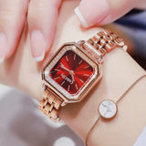 CakCity Women Ladies Analog Quartz Wrist Watch Sparkle Rose Gold 24mm Minimalist Dress Square Face Watches for Women - CakCity Watches