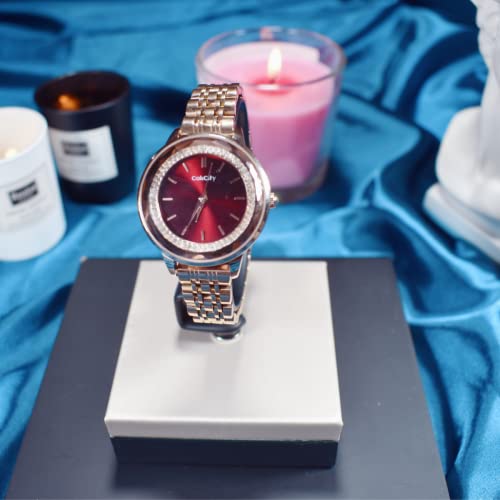 CakCity Stainless Steel Metal Wrist Watch for Women Two Tone Fashion Elegant Diamond Analog Quartz Watches Gift - CakCity Watches