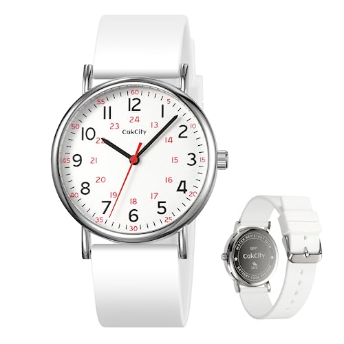 CakCity Nurse Watch for Medical Professionals, Students,Doctors, Women Men, 38mm Watch, Easy to Read Dial, Second Hand and 24 Hour,Soft and Breathable Silicone Band,Water Resistant - CakCity Watches