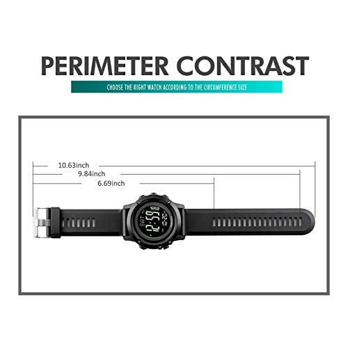 CakCity Compass Digital Sport Watches for Men Wrist Watches with Altimeter, Barometer, Large Dial, Black - CakCity Watches