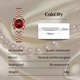 CakCity Stainless Steel Metal Wrist Watch for Women Two Tone Fashion Elegant Diamond Analog Quartz Watches Gift - CakCity Watches